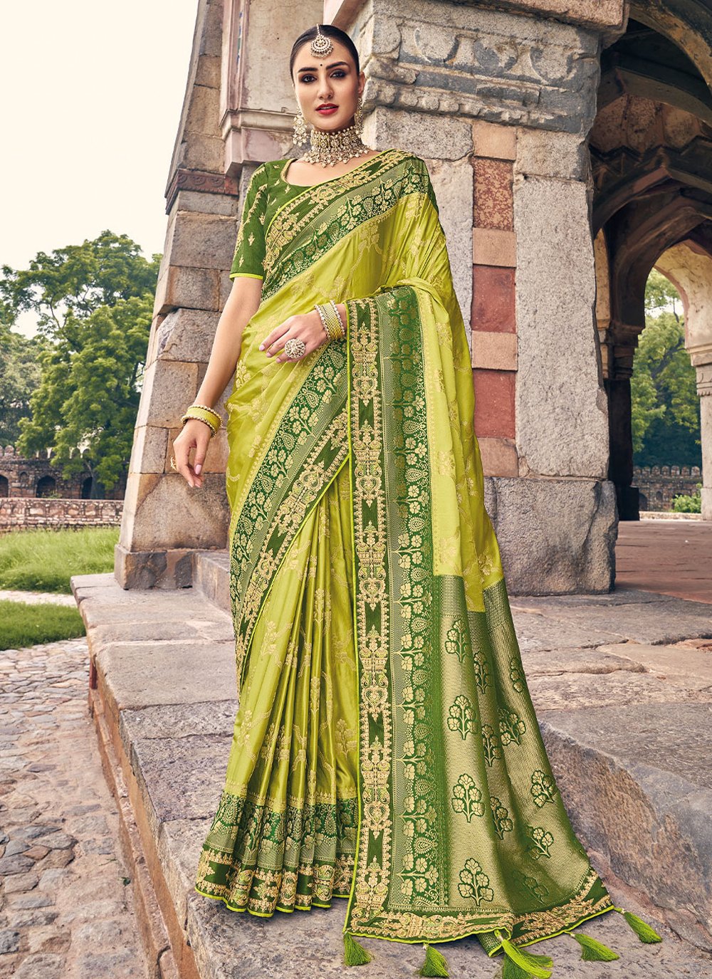 Classic Silk Green Weaving Saree