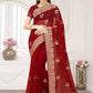 Classic Silk Maroon Embroidered Saree