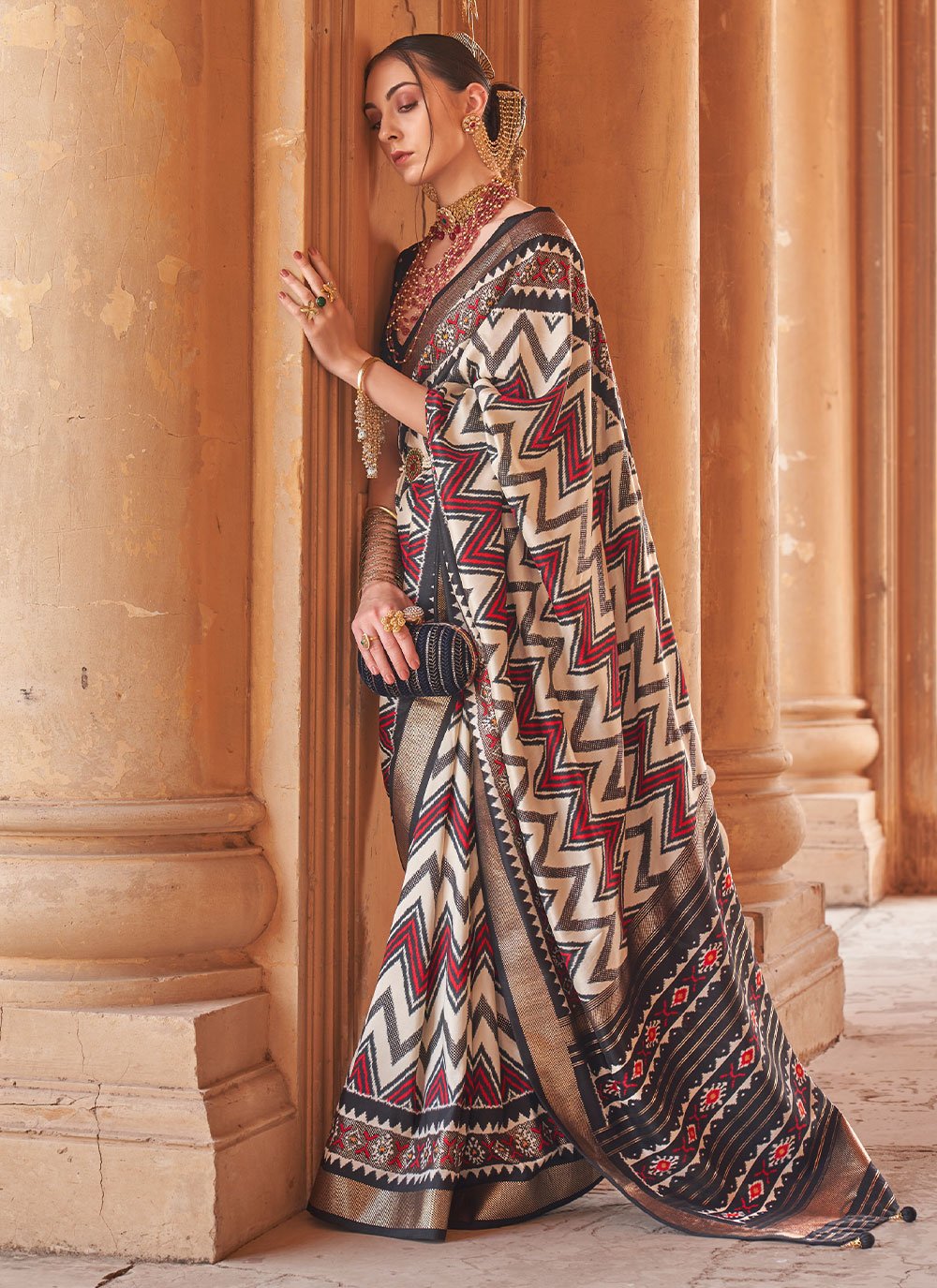 Classic Silk Multi Colour Patola Print Saree