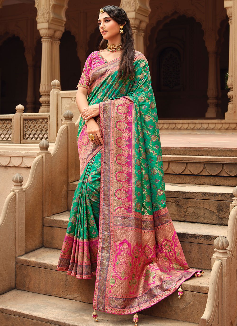 Classic Silk Rama Weaving Saree