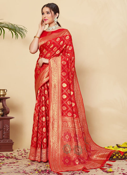 Classic Silk Red Weaving Saree