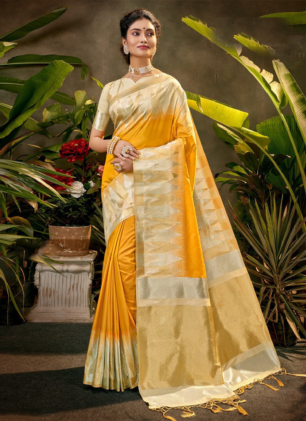 Classic Silk Yellow Woven Saree