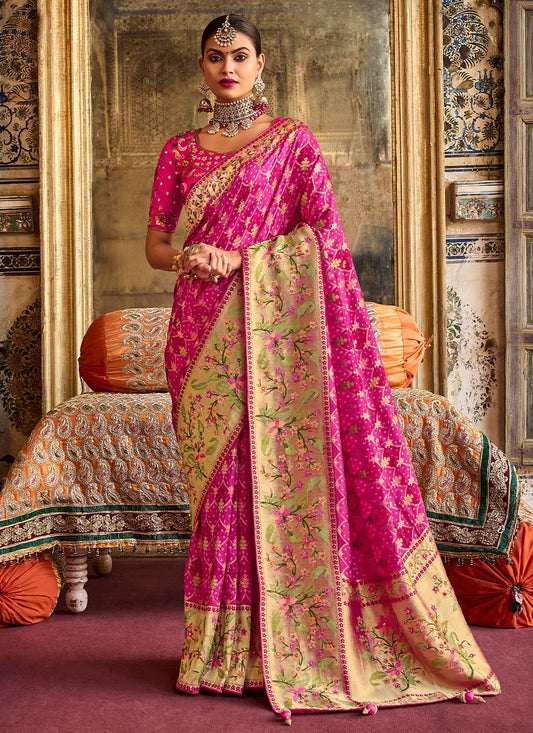 Contemporary Silk Pink Embroidered Saree