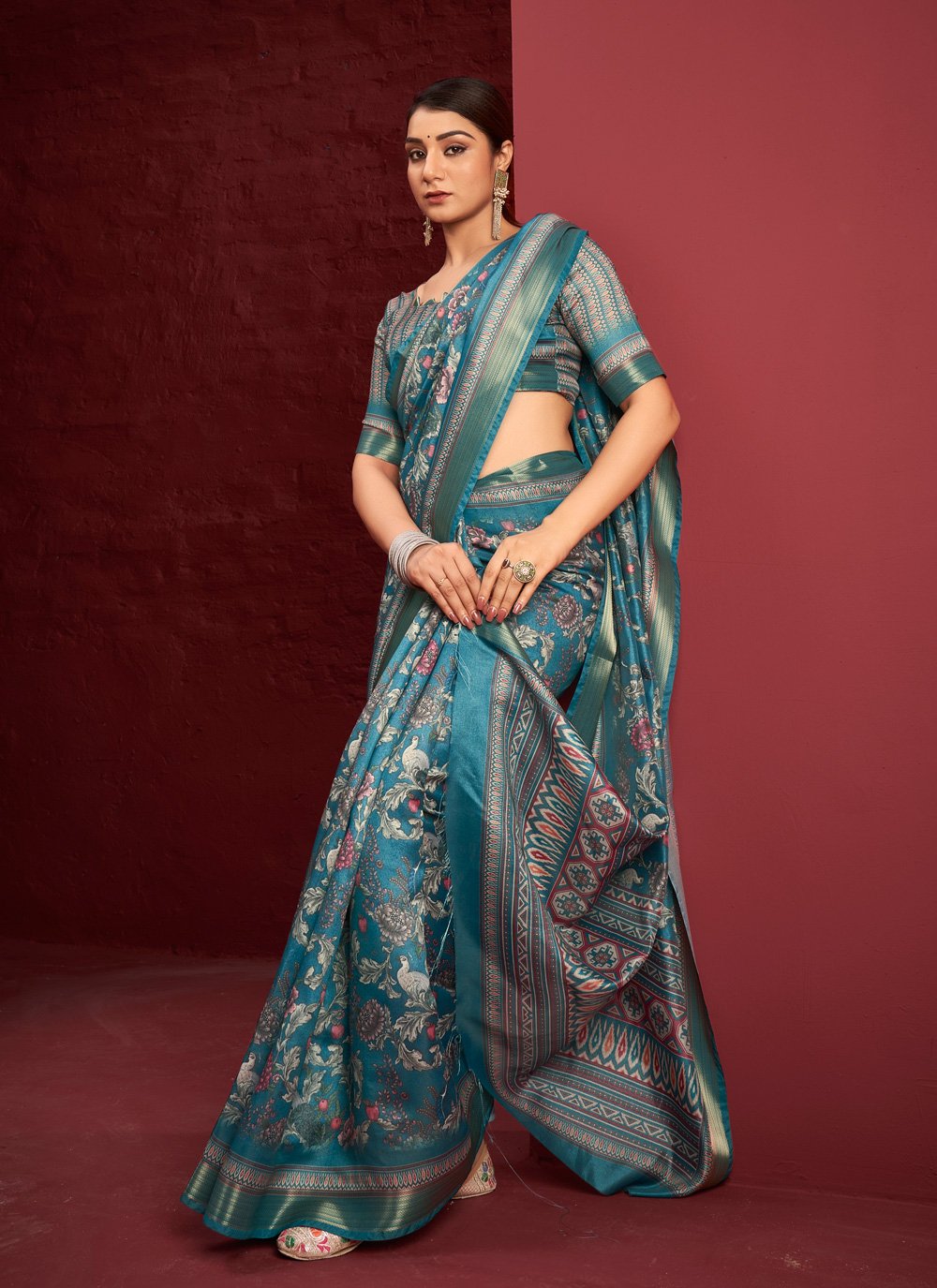 Contemporary Silk Rama Digital Print Saree