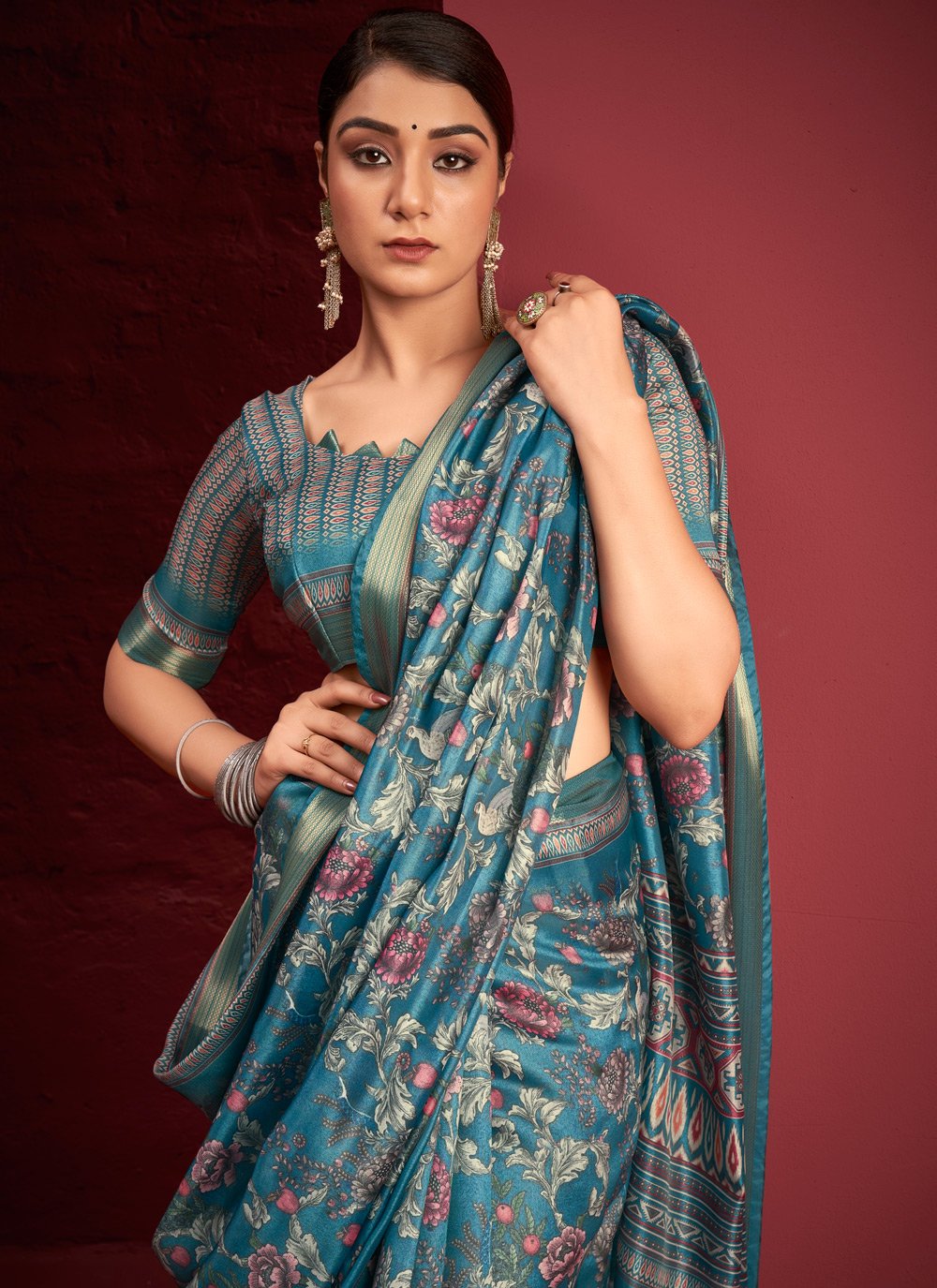 Contemporary Silk Rama Digital Print Saree