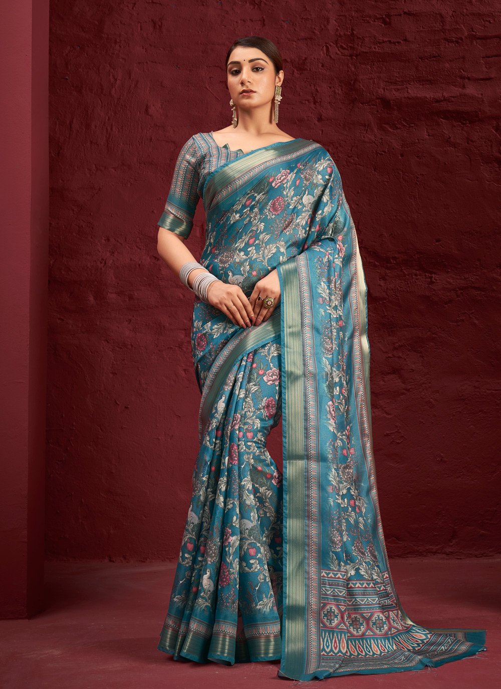 Contemporary Silk Rama Digital Print Saree