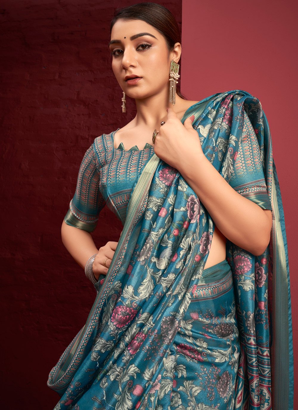 Contemporary Silk Rama Digital Print Saree