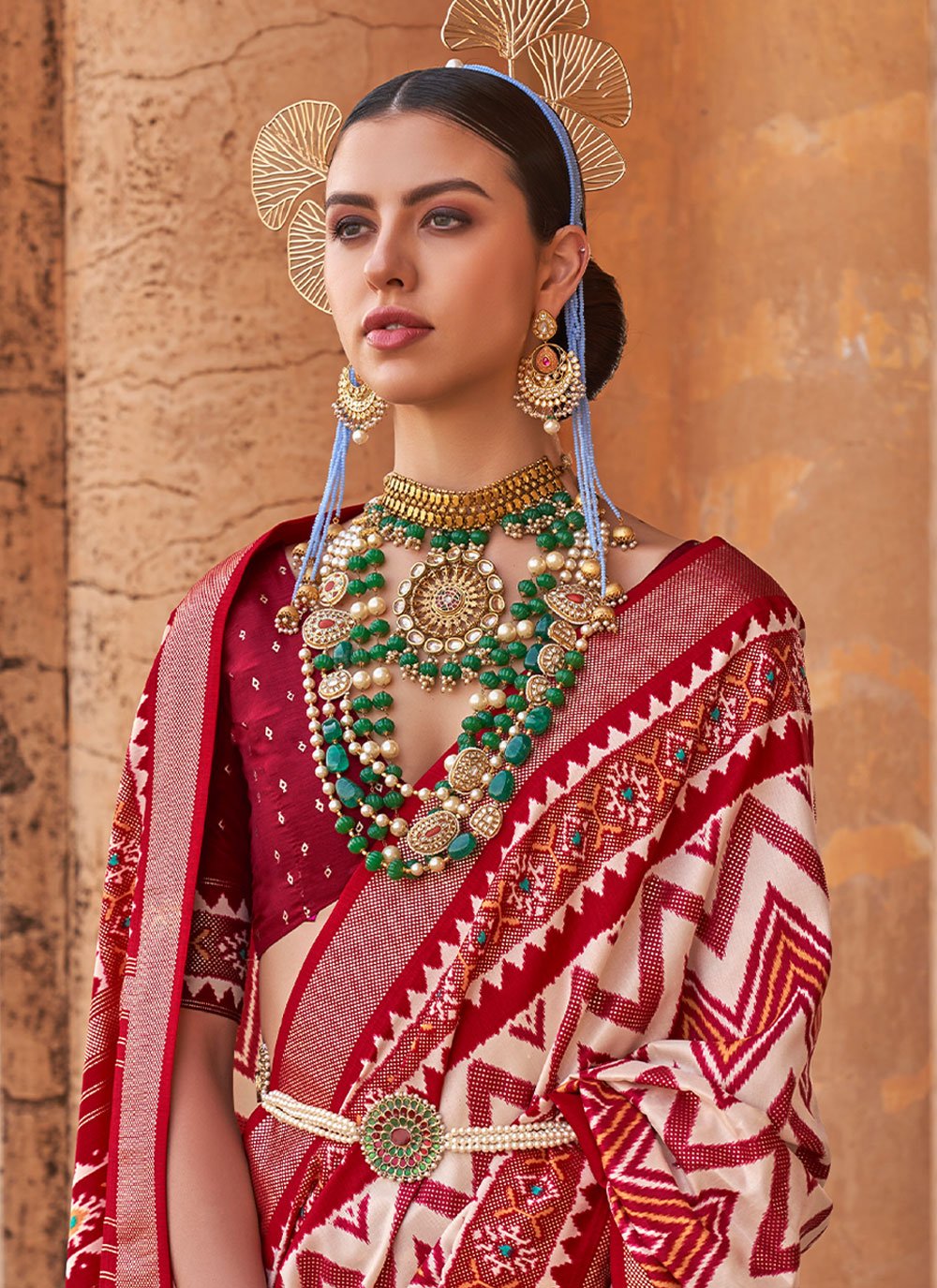 Contemporary Silk Red Patola Print Saree