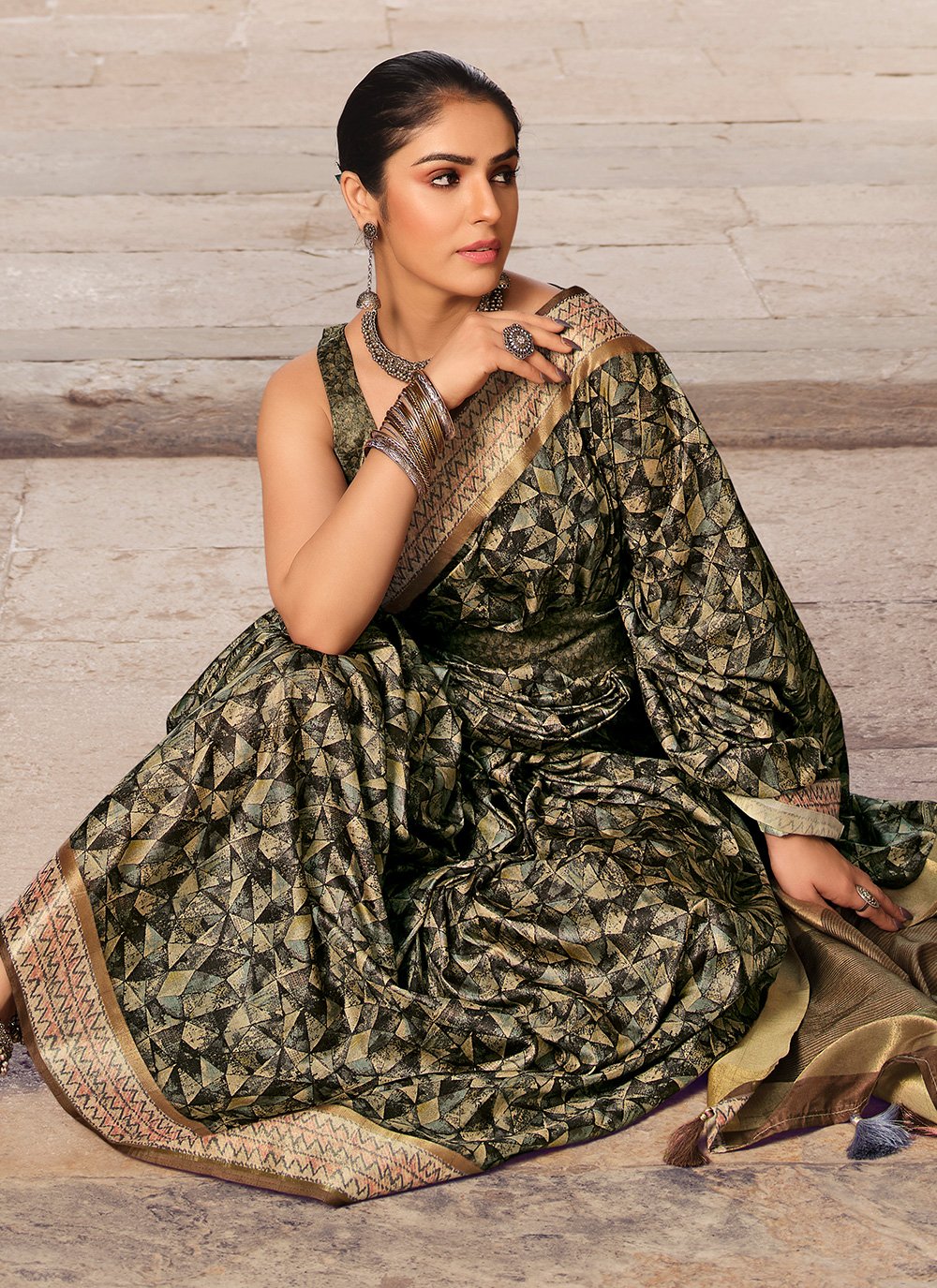 Contemporary Silk Multi Colour Digital Print Saree