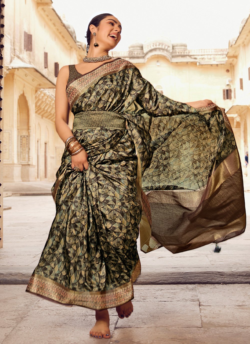 Contemporary Silk Multi Colour Digital Print Saree