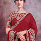 Contemporary Satin Silk Maroon Cord Work Saree