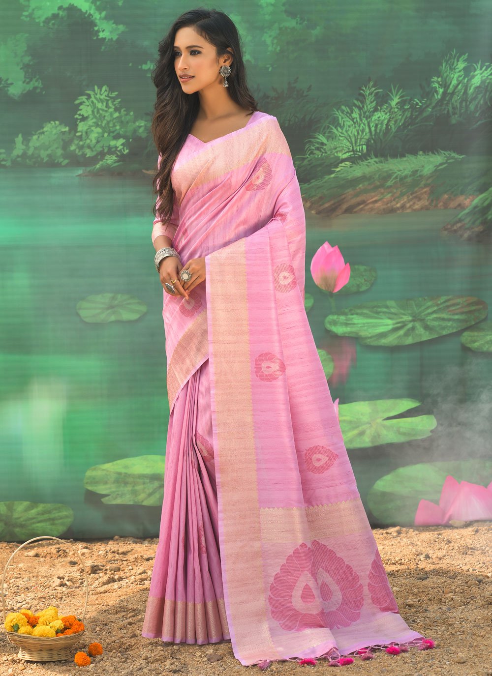 Contemporary Silk Pink Weaving Saree