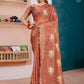 Classic Organza Silk Brown Diamond Saree