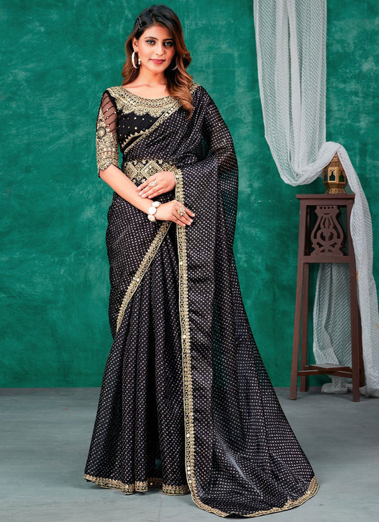 Classic Silk Black Digital Print Saree