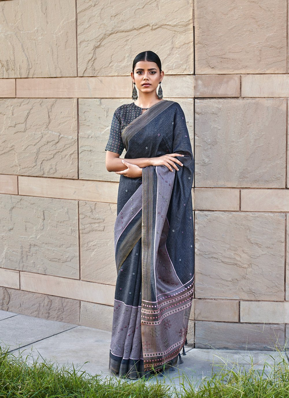 Classic Silk Grey Digital Print Saree