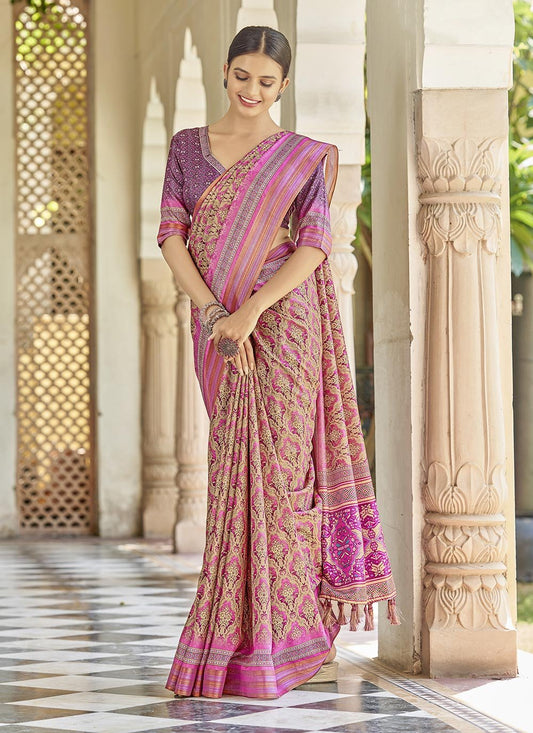 Traditional Saree Silk Multi Colour Digital Print Saree