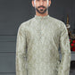 Kurta Pyjama Silk Green Digital Print Mens