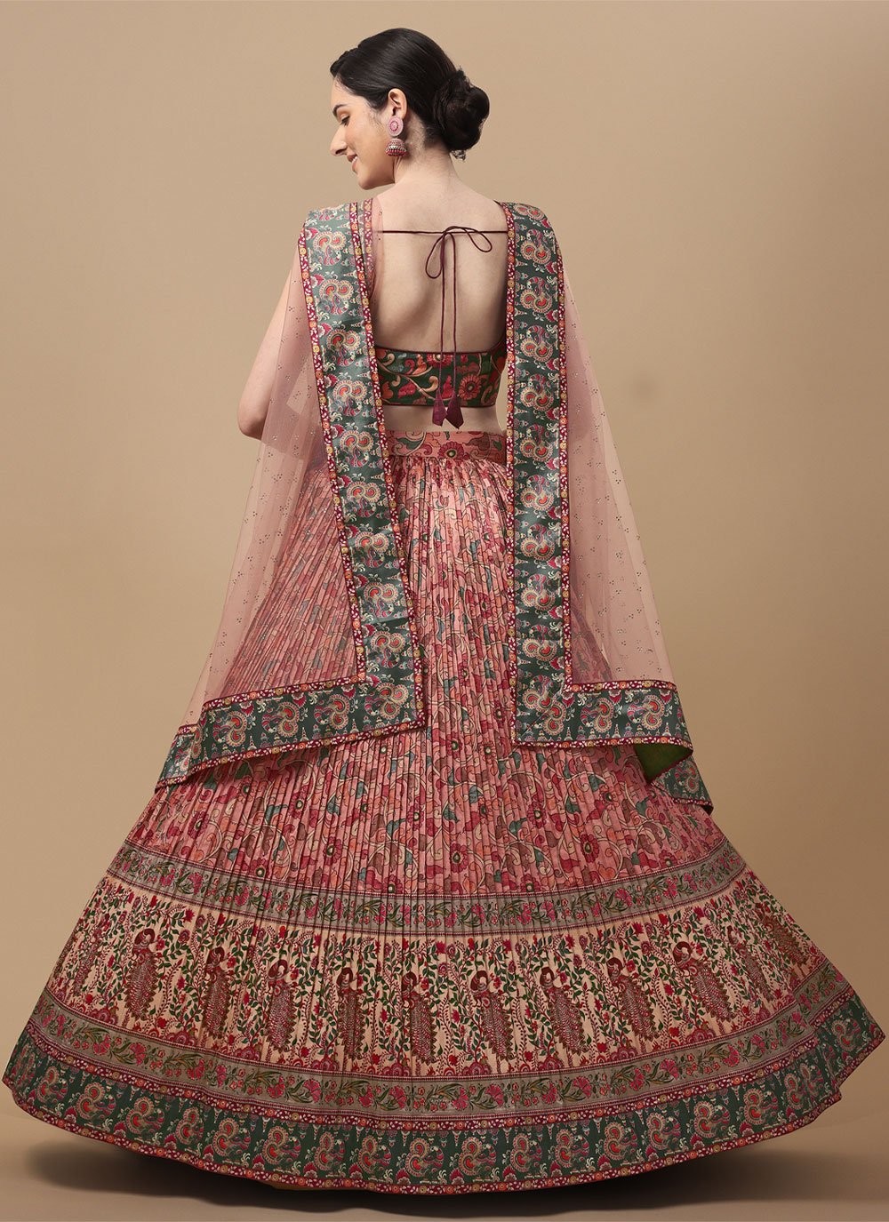 Lehenga Choli Silk Pink Digital Print Lehenga Choli