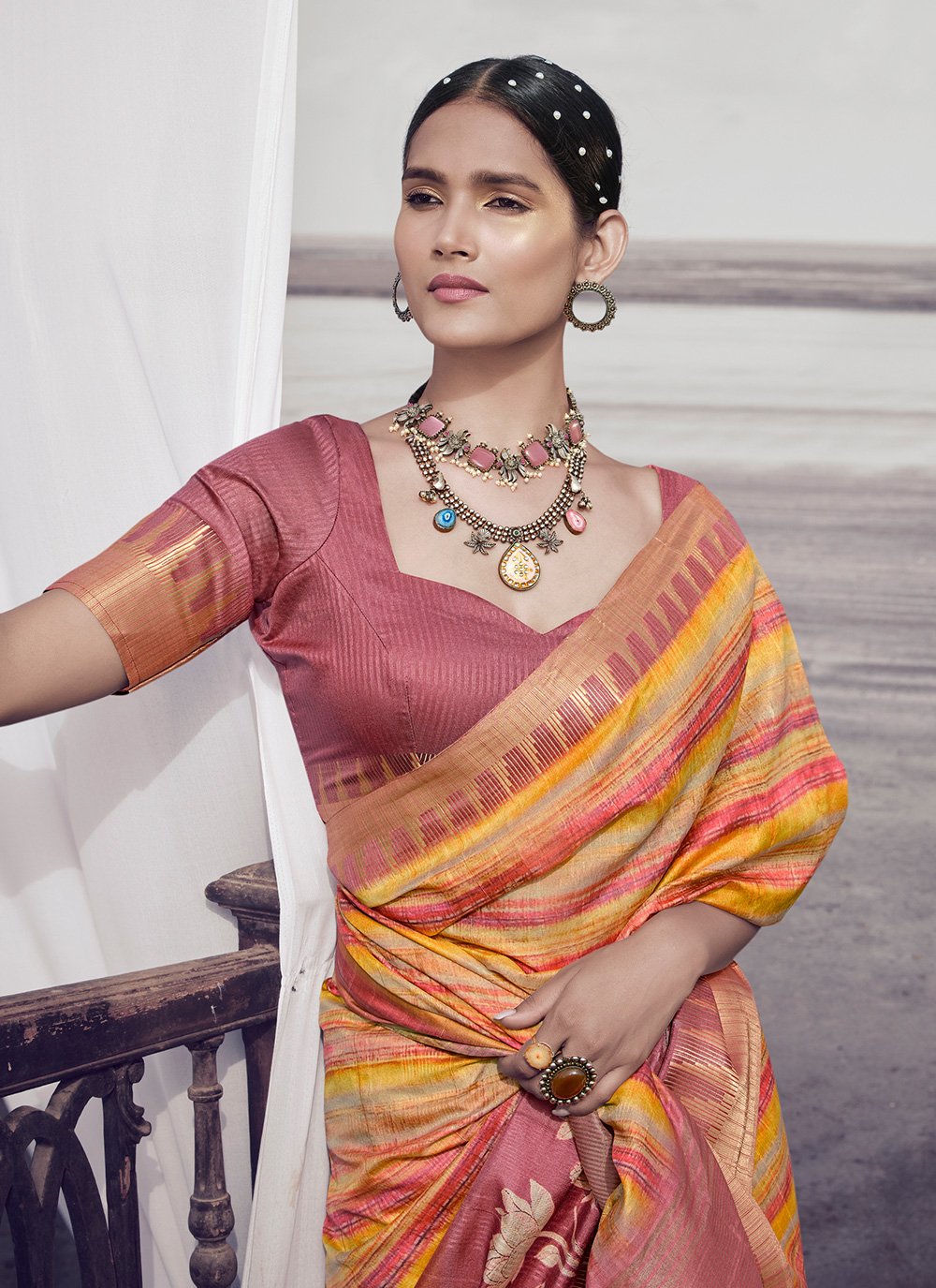 Classic Silk Multi Colour Digital Print Saree