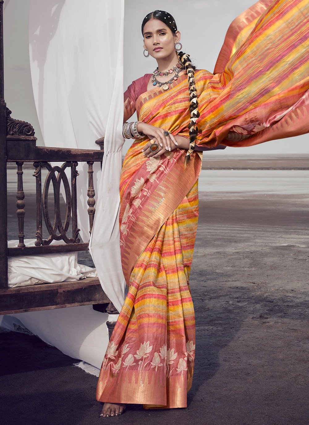 Classic Silk Multi Colour Digital Print Saree