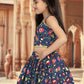 Lehenga Choli Silk Blue Digital Print Kids