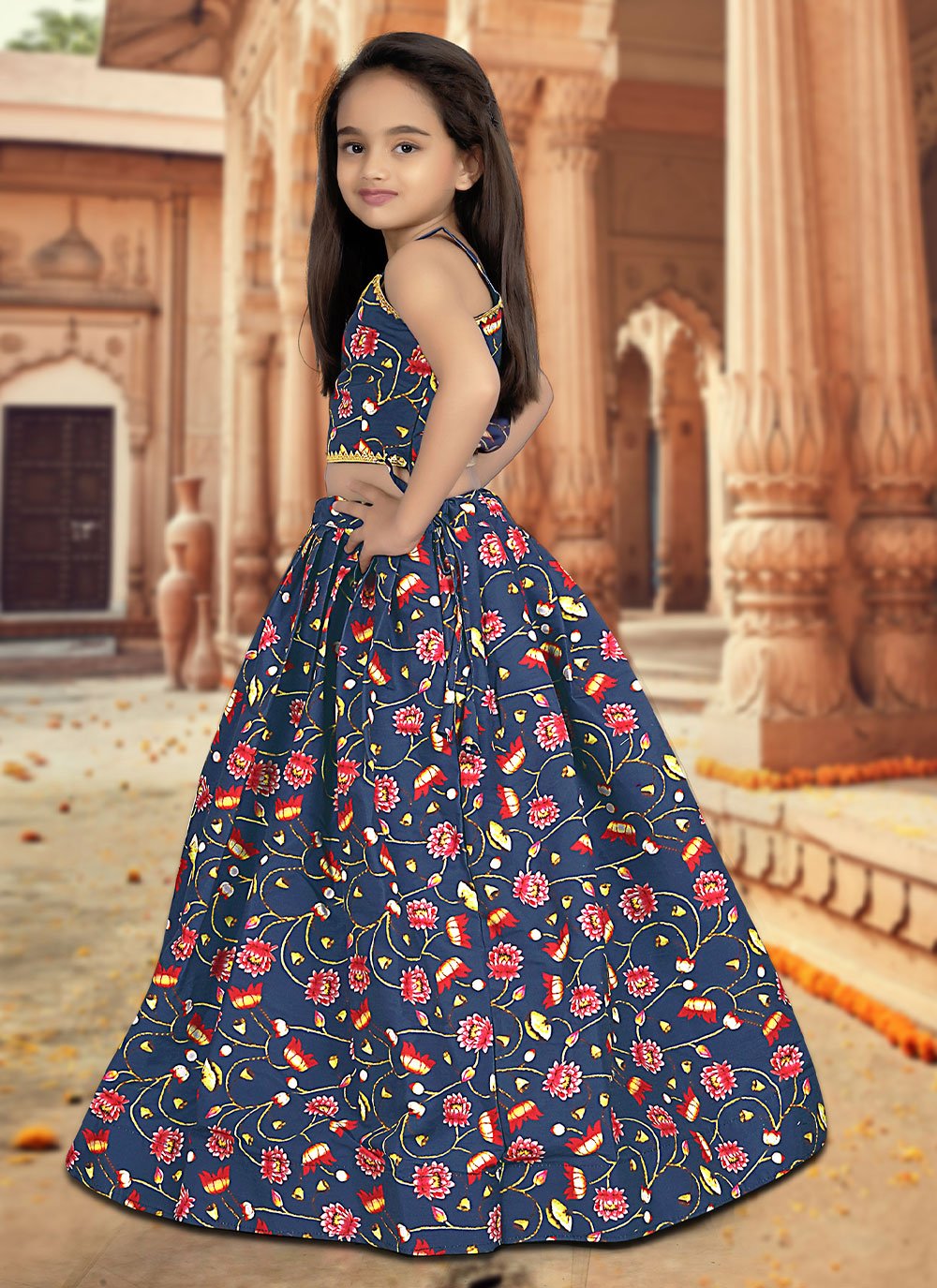 Petrol Blue Jacket Lehenga Choli With Stunning Style | Kids fashion dress,  Jacket lehenga, Frocks for girls