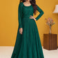 Anarkali Suit Silk Green Embroidered Salwar Kameez
