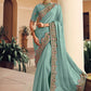 Traditional Saree Silk Aqua Blue Embroidered Saree
