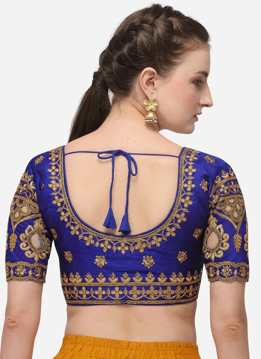 Blouse Silk Blue Embroidered Blouse