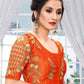 Designer Blouse Silk Orange Embroidered Blouse