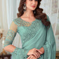 Designer Silk Sea Green Embroidered Saree