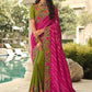 Designer Silk Green Rani Embroidered Saree