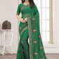 Contemporary Shimmer Silk Green Embroidered Saree
