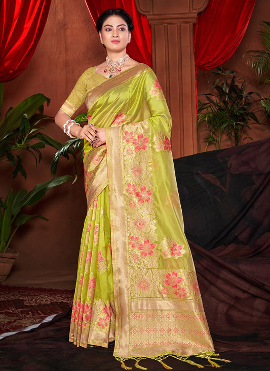 Traditional Saree Silk Green Embroidered Saree