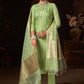 Pant Style Suit Silk Green Embroidered Salwar Kameez