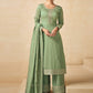 Straight Salwar Suit Silk Green Embroidered Salwar Kameez