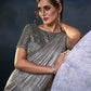 Classic Silk Grey Embroidered Saree