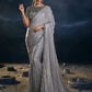 Classic Silk Grey Embroidered Saree