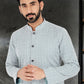 Kurta Pyjama Silk Grey Embroidered Mens