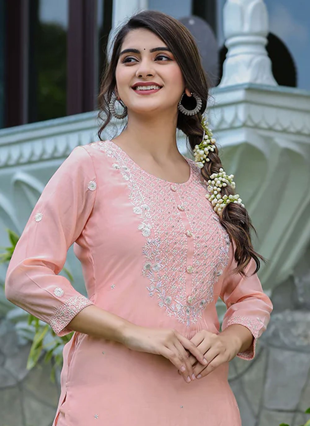 Salwar Suit Silk Pink Embroidered Salwar Kameez