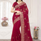 Classic Silk Rani Embroidered Saree
