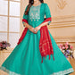 Gown Silk Aqua Blue Embroidered Gown