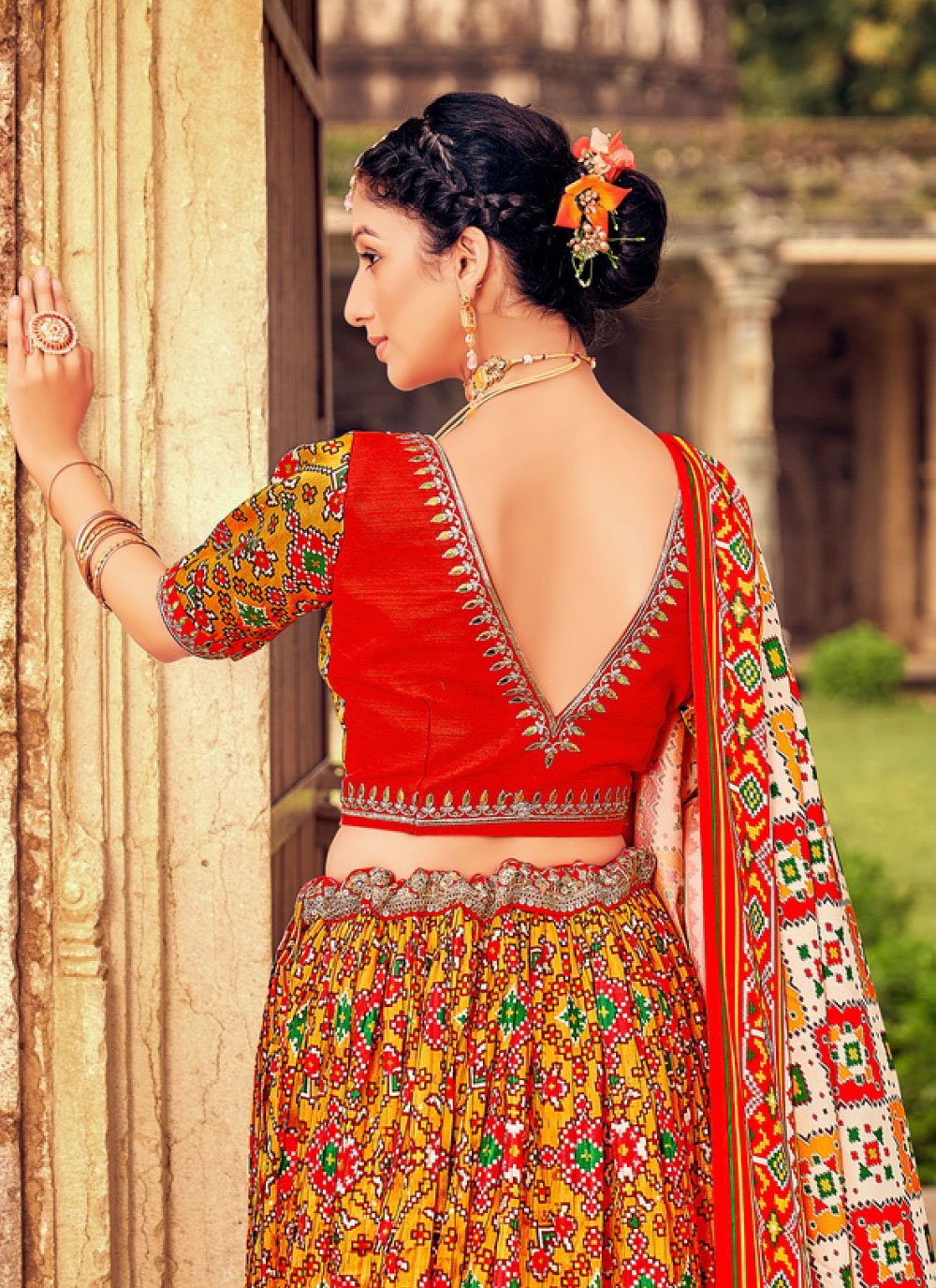 A Line Lehenga Silk Yellow Embroidered Lehenga Choli