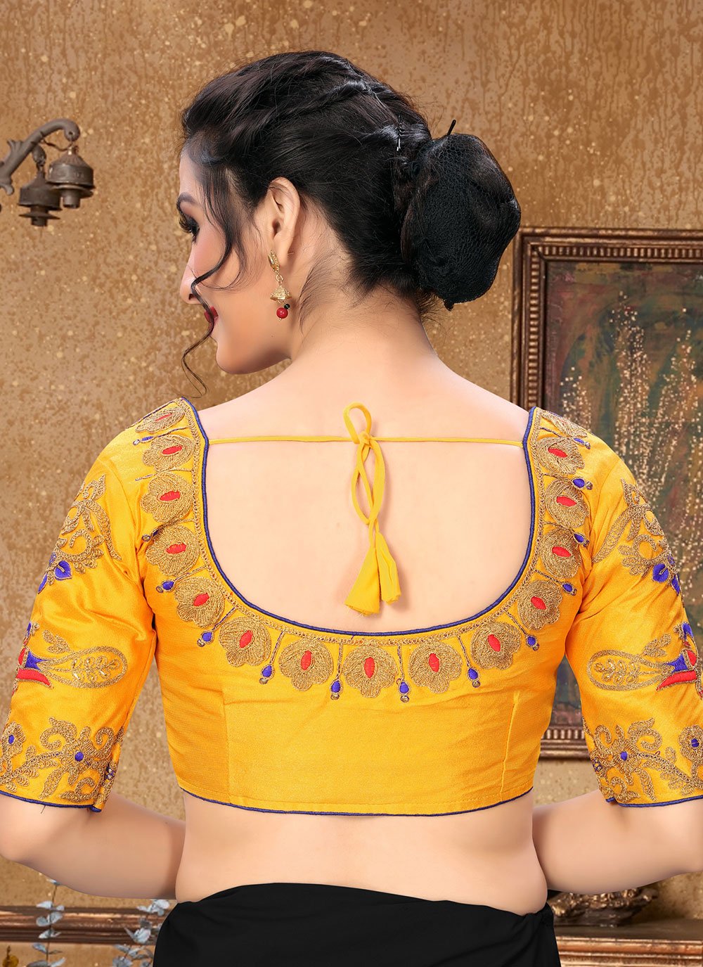 Blouse Silk Yellow Embroidered Blouse