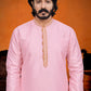 Kurta Pyjama Silk Pink Fancy Work Mens