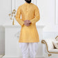 Dhoti Kurta Silk Yellow Fancy Work Mens