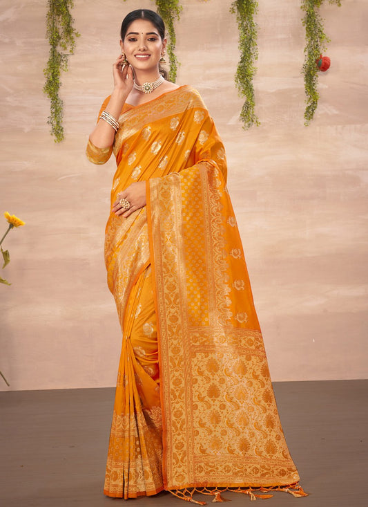 Designer Silk Gold Embroidered Saree