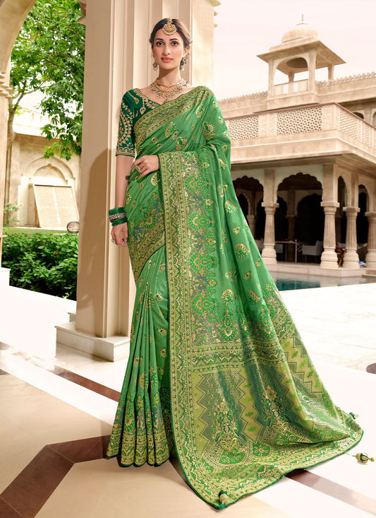 Classic Silk Green Weaving Saree