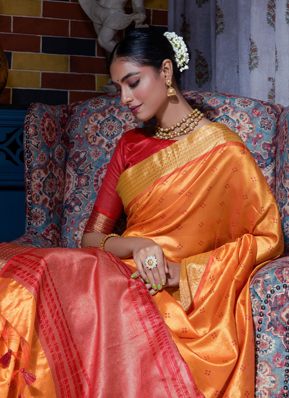 Classic Silk Orange Woven Saree