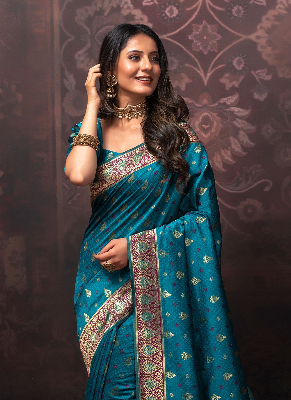 Classic Silk Blue Weaving Saree